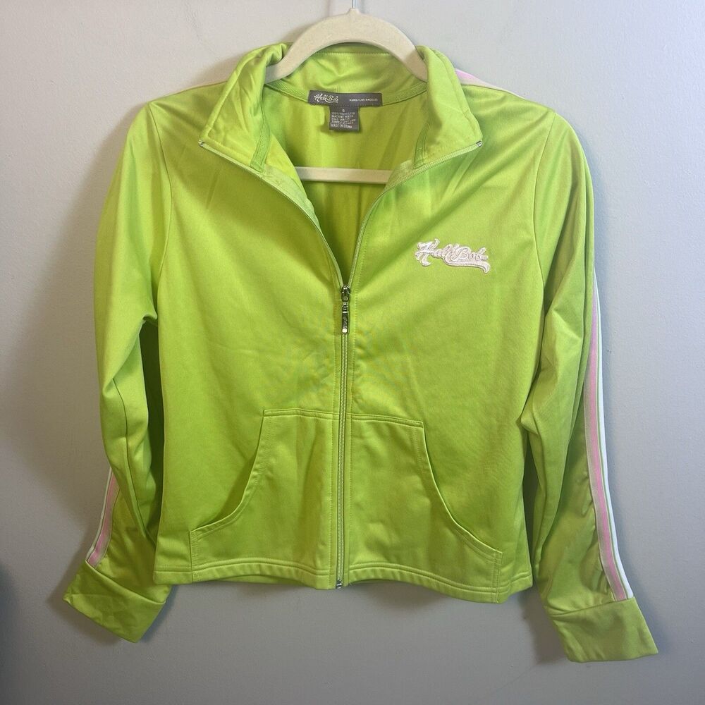 Hale Bob Green Varsity Side Stripes Full Zip Jacket Womanʻs Size S